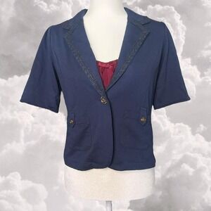 Axes Femme Japanese short sleeve nautical themed blazer vest womens size M